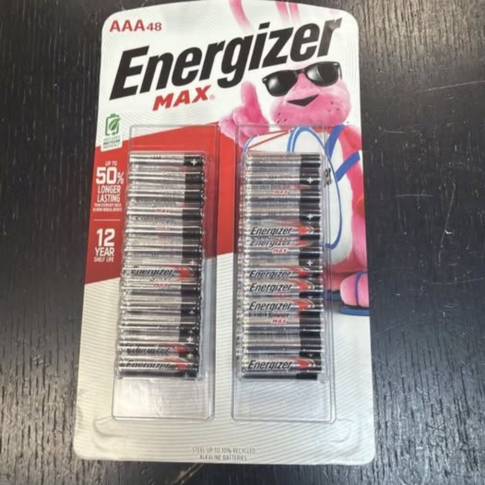 48 Count AAA Energizer Max Batteries 12/2036 1.5V Alkaline 12 Year Shelf Life
